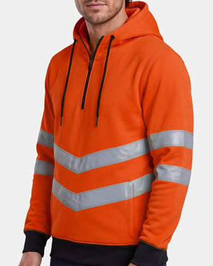 Hi-Vis Workwear Pullover Hoodie | Neon Orange & Navy with Reflective Tape – NOROZE
