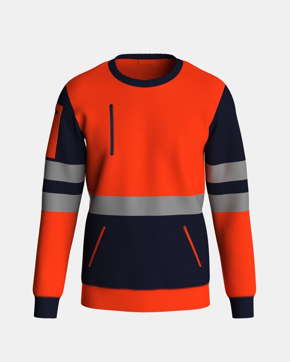 Hi - Vis Workwear Sweatshirt | Neon Orange & Navy with Reflective Tape – NOROZE