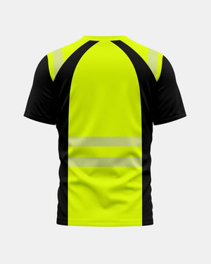Hi-Vis Workwear T-Shirt | Neon Green & Black with Reflective Stripe – NOROZE