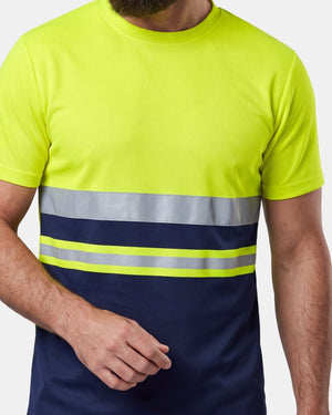 Hi-Vis Workwear T-Shirt | Neon Green & Navy with Reflective Stripe – NOROZE
