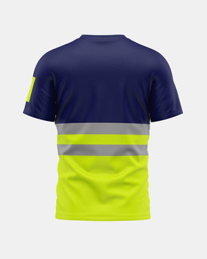Hi-Vis Workwear T-Shirt | Neon Green & Navy with Reflective Stripe – NOROZE