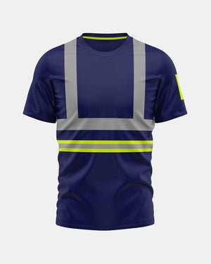 Hi-Vis Workwear T-Shirt | Neon Green & Navy with Reflective Stripe – NOROZE