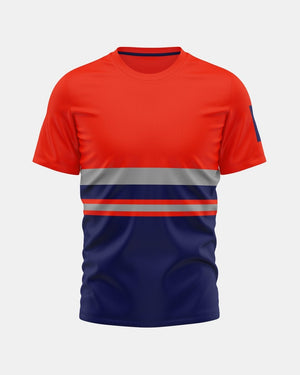 Hi-Vis Workwear T-Shirt | Neon Orange & Navy with Reflective Stripe – NOROZE