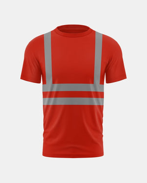 Hi-Vis Workwear T-Shirt | Neon Orange with Reflective Stripe – NOROZE