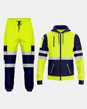 Hi - Vis Workwear Tracksuit | Neon Green & Navy with Reflective Tape – NOROZE