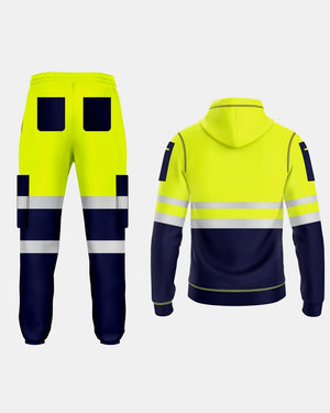 Hi-Vis Workwear Tracksuit | Neon Green & Navy with Reflective Tape – NOROZE