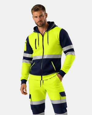 Hi - Vis Workwear Tracksuit | Neon Green & Navy with Reflective Tape – NOROZE