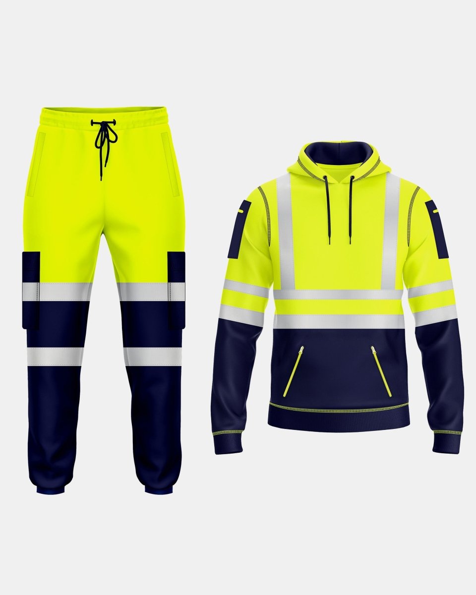 Hi - Vis Workwear Tracksuit | Neon Green & Navy with Reflective Tape – NOROZE