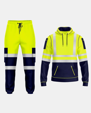 Hi-Vis Workwear Tracksuit | Neon Green & Navy with Reflective Tape – NOROZE
