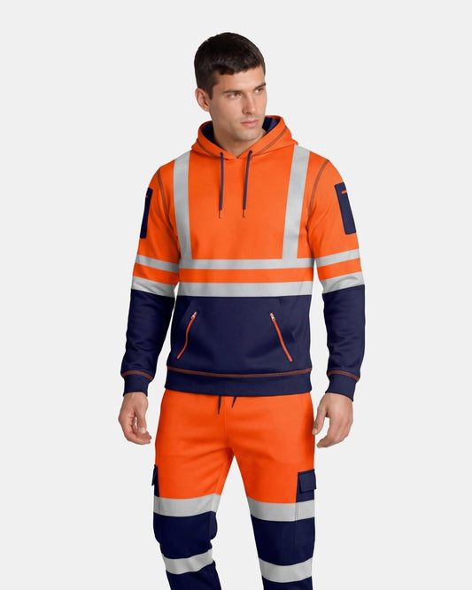 Hi - Vis Workwear Tracksuit | Neon Orange & Navy with Reflective Tape – NOROZE