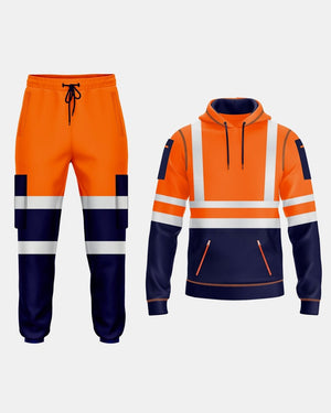 Hi-Vis Workwear Tracksuit | Neon Orange & Navy with Reflective Tape – NOROZE