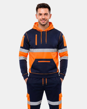 Hi-Vis Workwear Tracksuit | Neon Orange & Navy with Reflective Tape – NOROZE