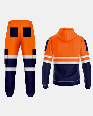 Hi-Vis Workwear Tracksuit | Neon Orange & Navy with Reflective Tape – NOROZE