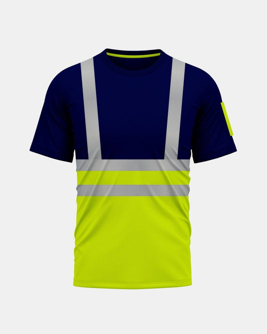 Hi - Viz Reflective Tape T-Shirt (Neon Green/Navy 1)