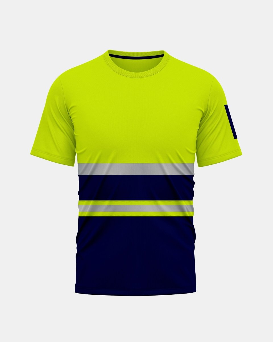 Hi - Viz Reflective Tape T-Shirt (Neon Green/Navy 2)