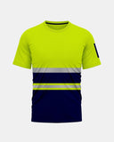 Hi - Viz Reflective Tape T-Shirt (Neon Green/Navy 2)