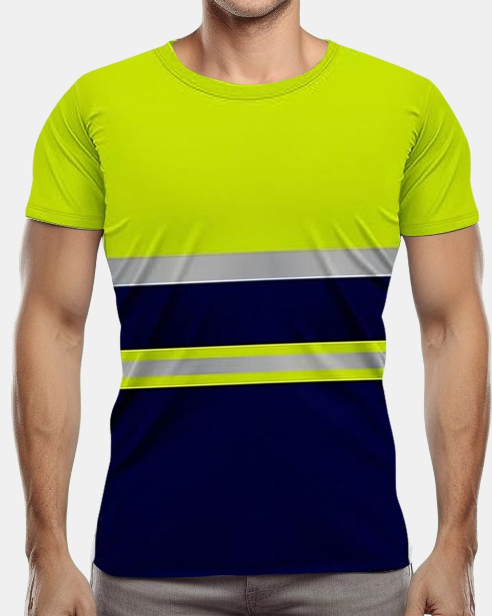 Hi - Viz Reflective Tape T-Shirt (Neon Green/Navy 2)