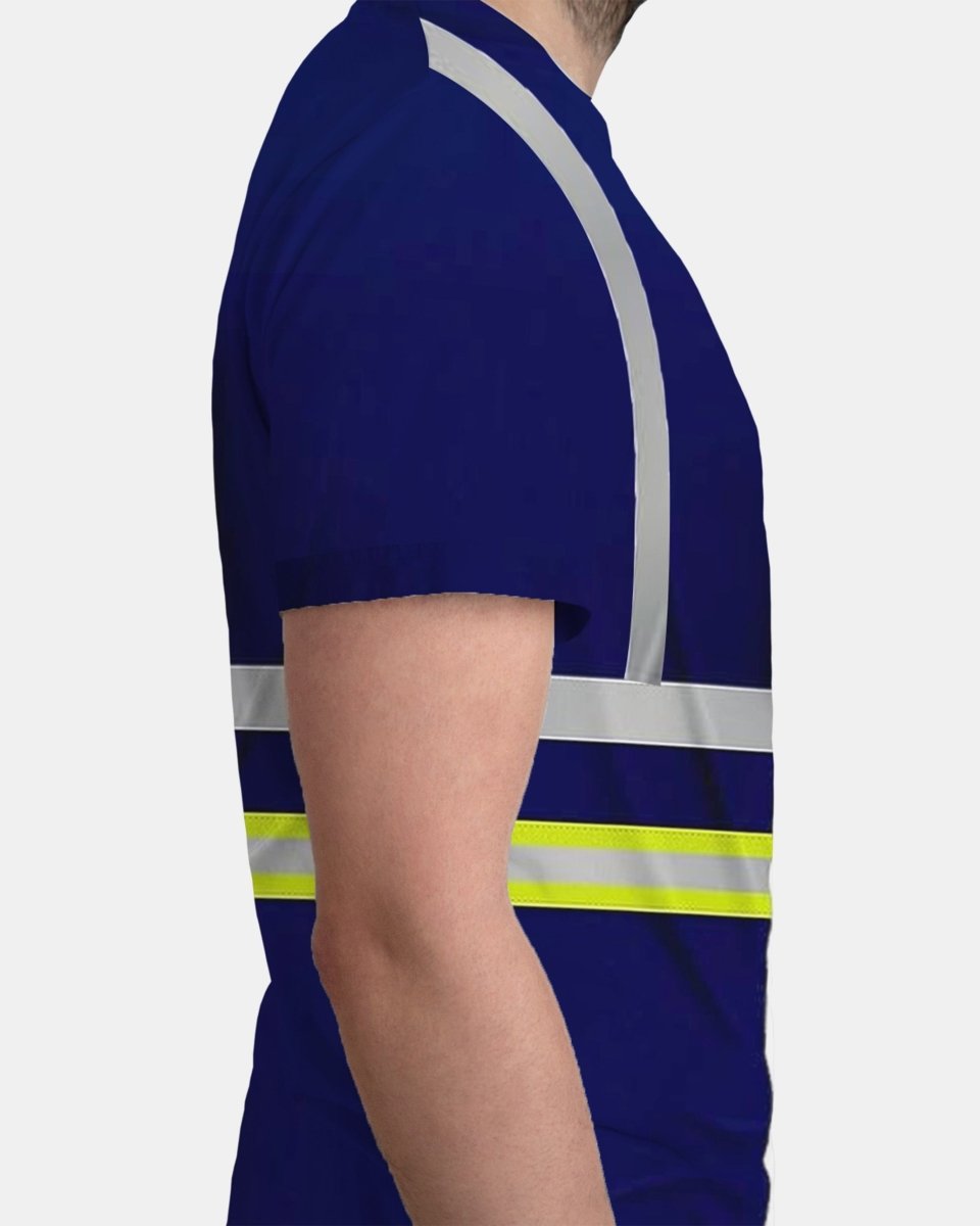 Hi - Viz Reflective Tape T-Shirt (Neon Green/Navy 3)
