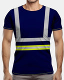 Hi - Viz Reflective Tape T-Shirt (Neon Green/Navy 3)