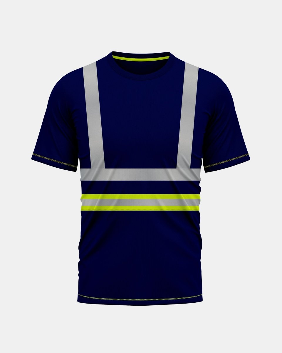 Hi - Viz Reflective Tape T-Shirt (Neon Green/Navy 3)