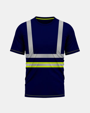 Hi - Viz Reflective Tape T-Shirt (Neon Green/Navy 3)