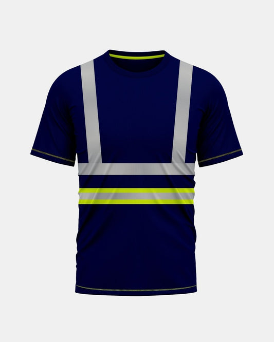 Hi - Viz Reflective Tape T-Shirt (Neon Green/Navy 3)