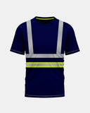 Hi - Viz Reflective Tape T-Shirt (Neon Green/Navy 3)