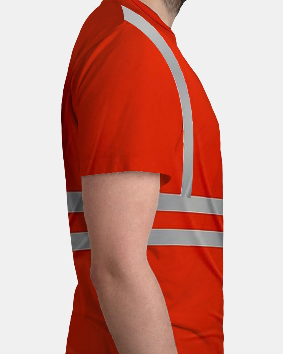 Hi - Viz Reflective Tape T-Shirt (Neon Orange/Grey 4)