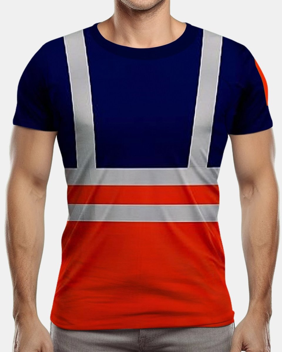 Hi - Viz Reflective Tape T-Shirt (Neon Orange/Navy 1)