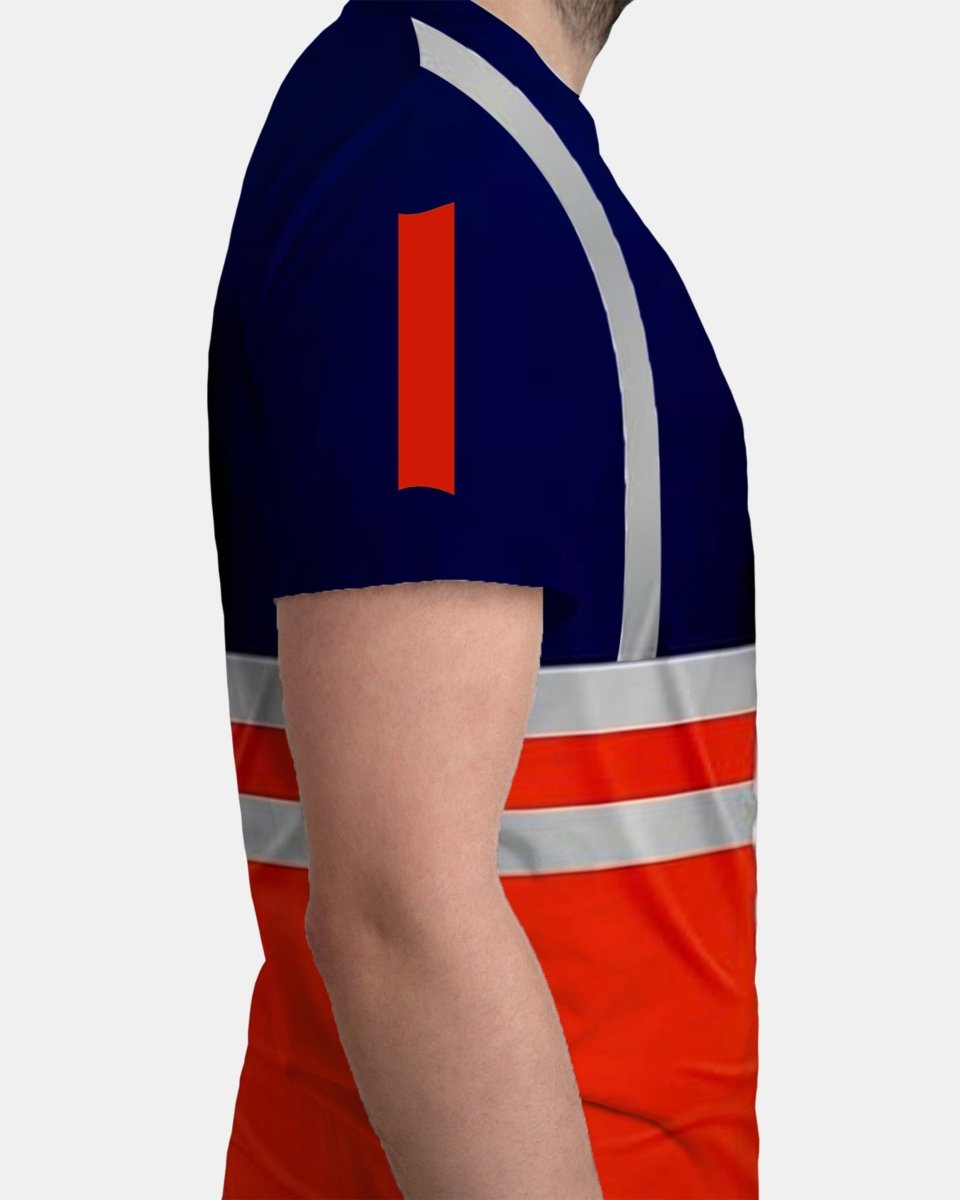 Hi - Viz Reflective Tape T-Shirt (Neon Orange/Navy 1)