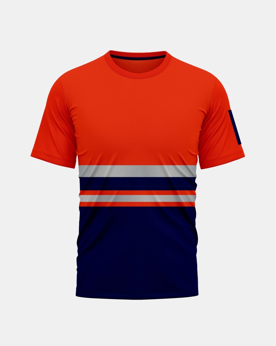 Hi - Viz Reflective Tape T-Shirt (Neon Orange/Navy 2)