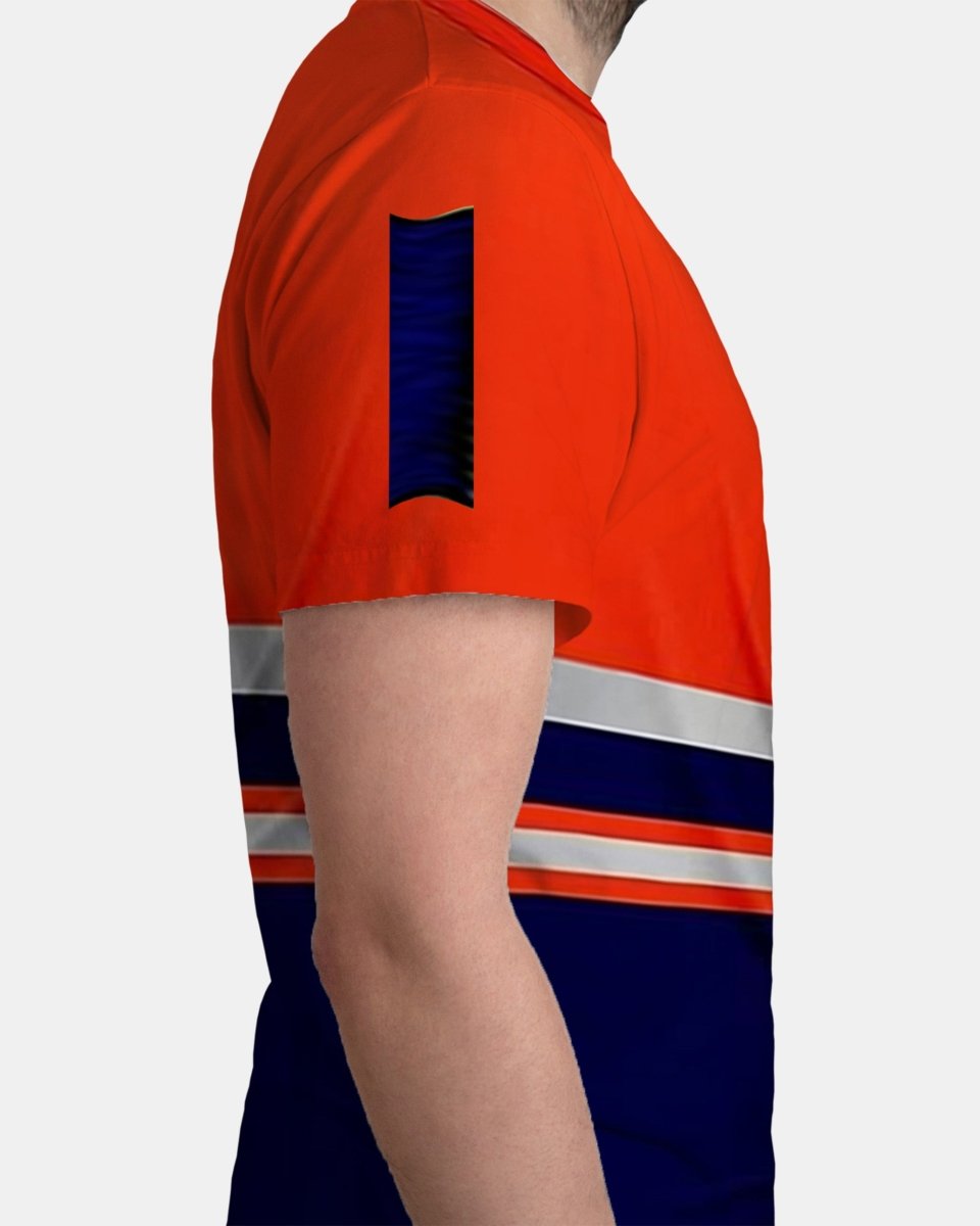 Hi - Viz Reflective Tape T-Shirt (Neon Orange/Navy 2)