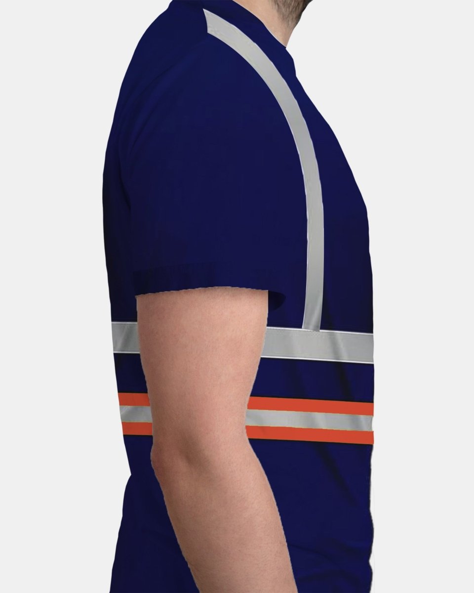 Hi - Viz Reflective Tape T-Shirt (Neon Orange/Navy 3)