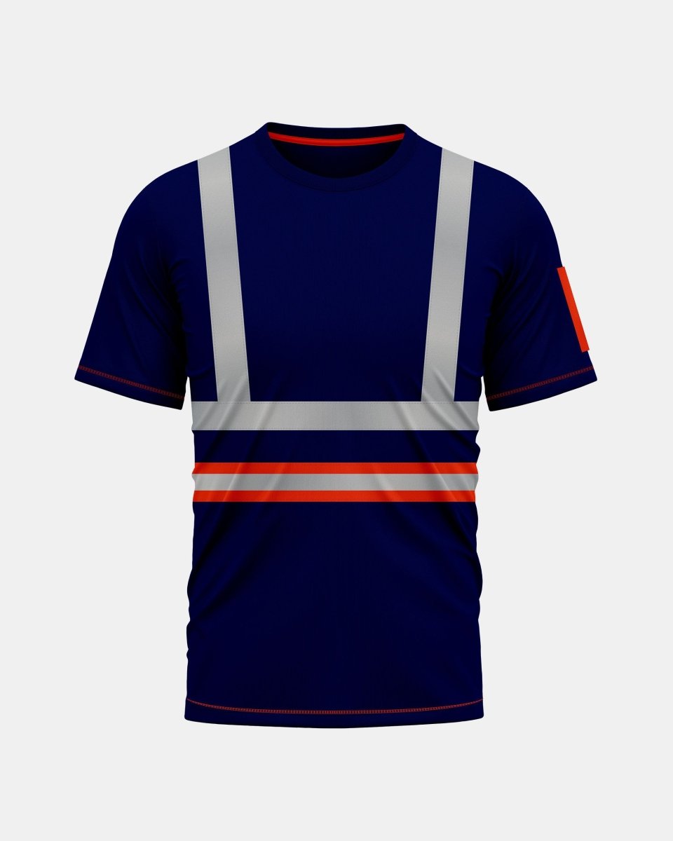 Hi - Viz Reflective Tape T-Shirt (Neon Orange/Navy 3)