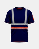Hi - Viz Reflective Tape T-Shirt (Neon Orange/Navy 3)