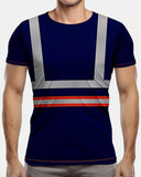 Hi - Viz Reflective Tape T-Shirt (Neon Orange/Navy 3)