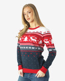 Hoho Reindeer Tree Red Womens Xmas Jumpers