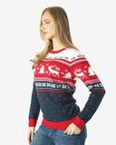 Hoho Reindeer Tree Red Womens Xmas Jumpers