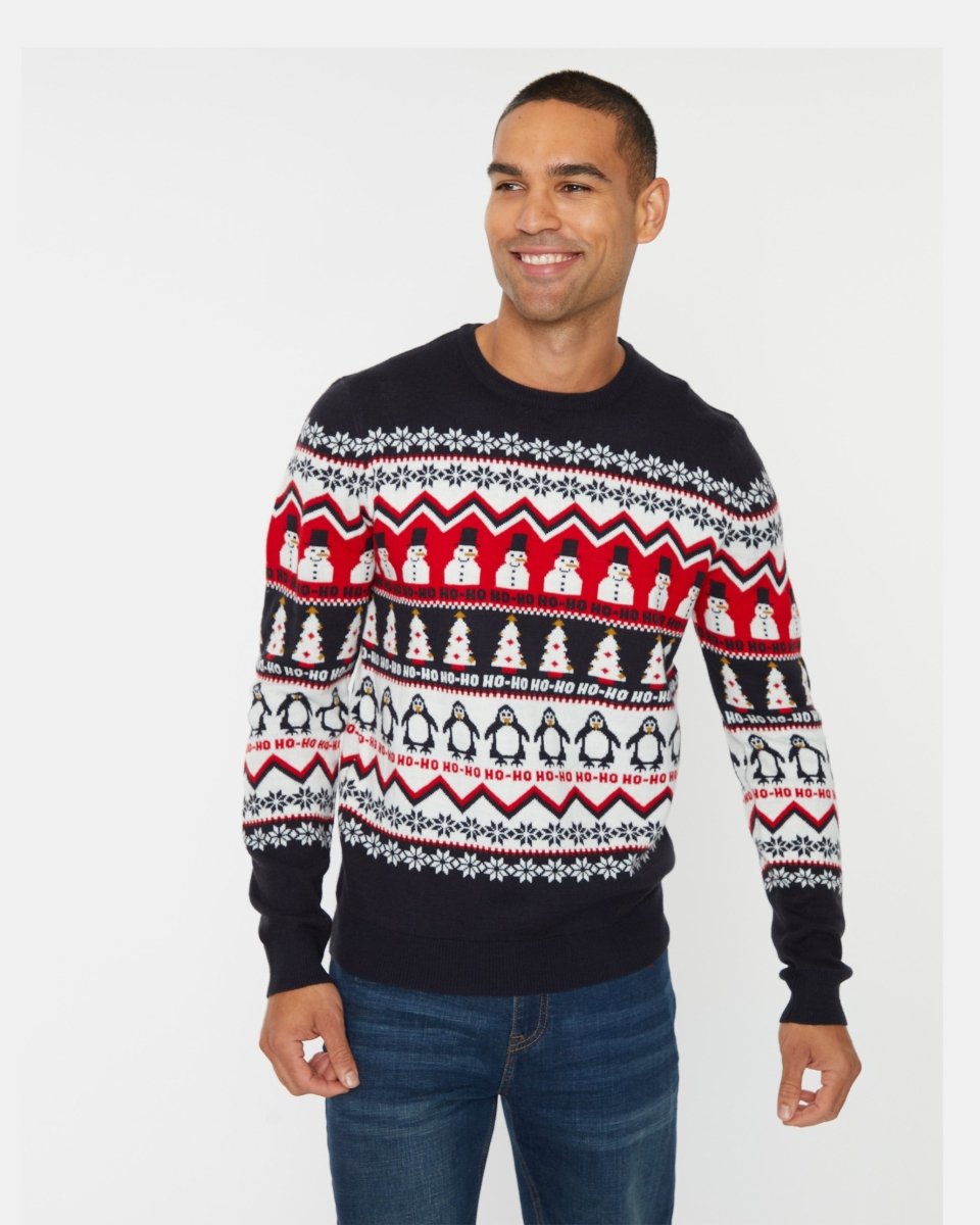 Hoho Snowman Penguin Navy Festive Jumper