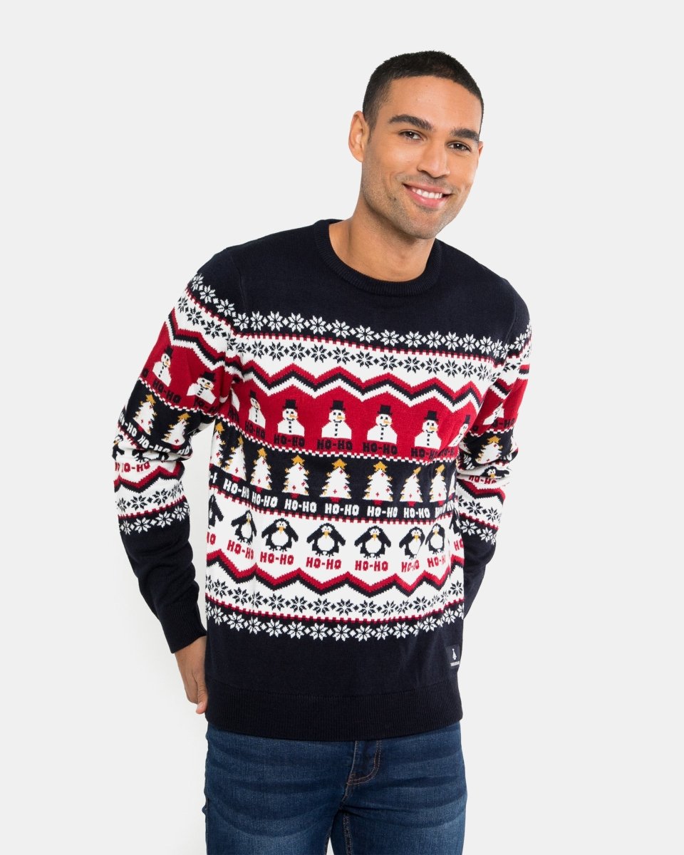 Hoho Snowman Penguin Navy Festive Jumper