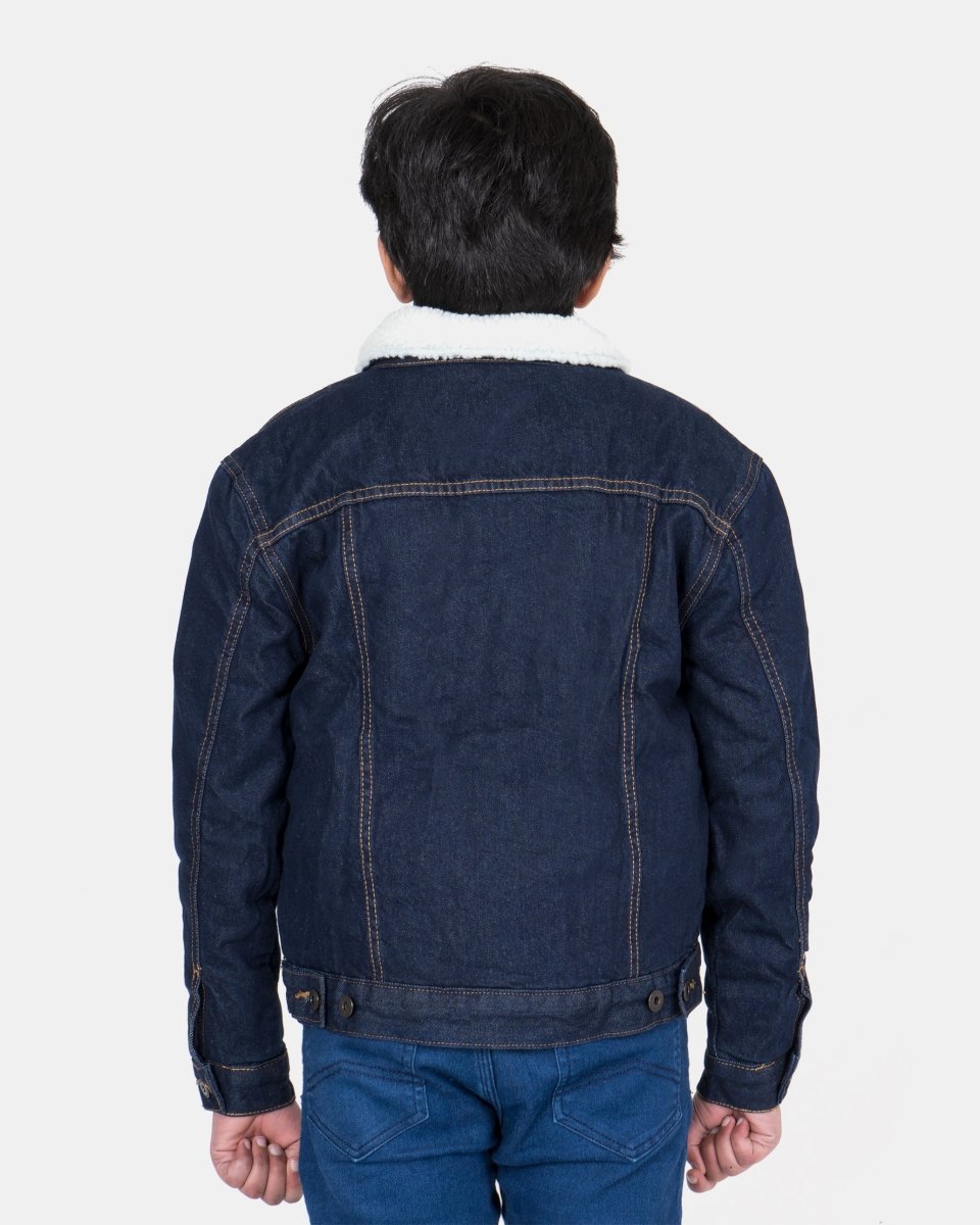 Indigo Denim Trucker Long Sherpa Lined Jacket