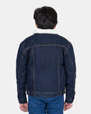 Indigo Denim Trucker Long Sherpa Lined Jacket