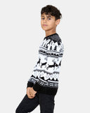 Jumping Reindeer Black Kids Xmas Jumper