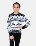Jumping Reindeer Black Kids Xmas Jumper
