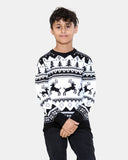 Jumping Reindeer Black Kids Xmas Jumper