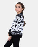Jumping Reindeer Black Kids Xmas Jumper