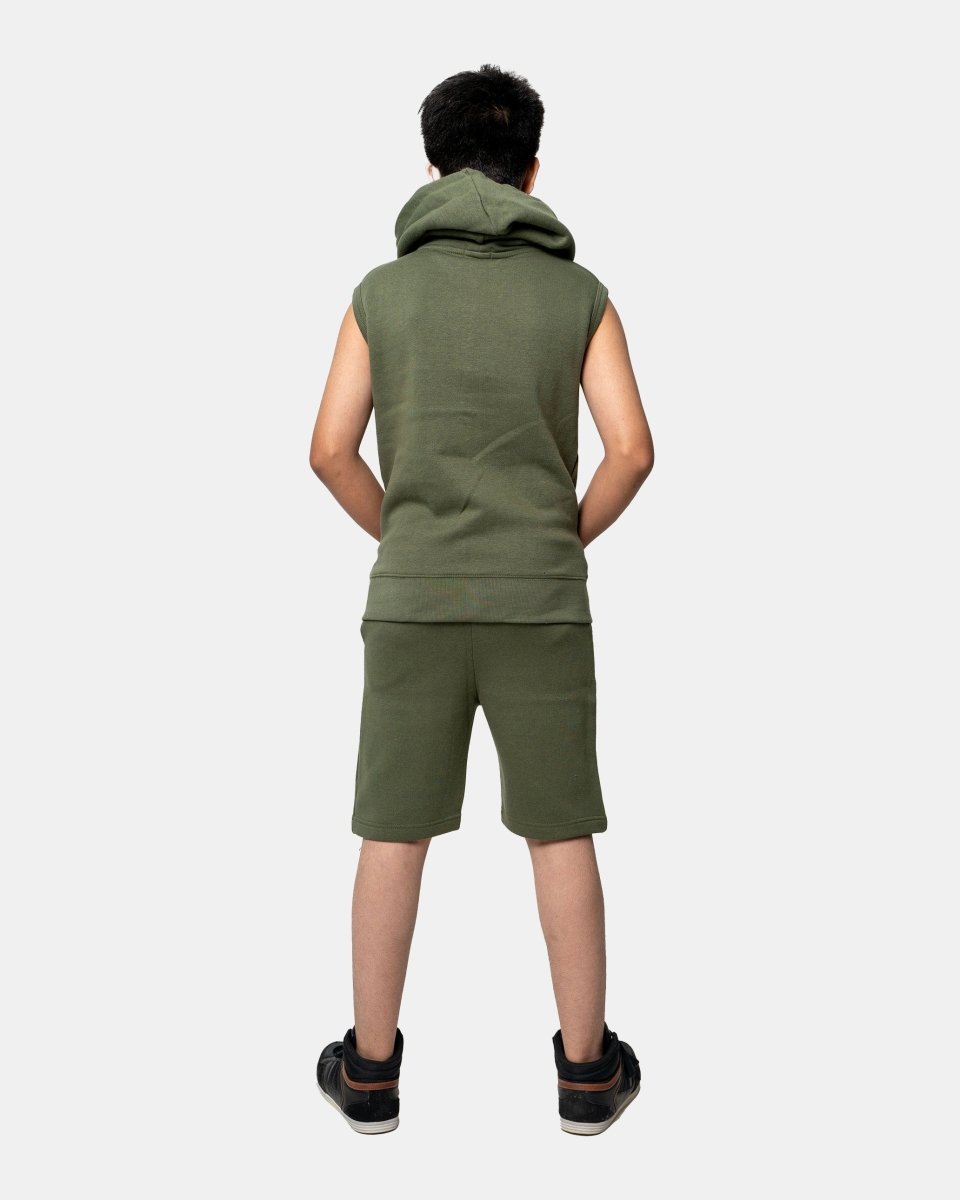 Khaki Boys Gilet Sleeveless Hoodie