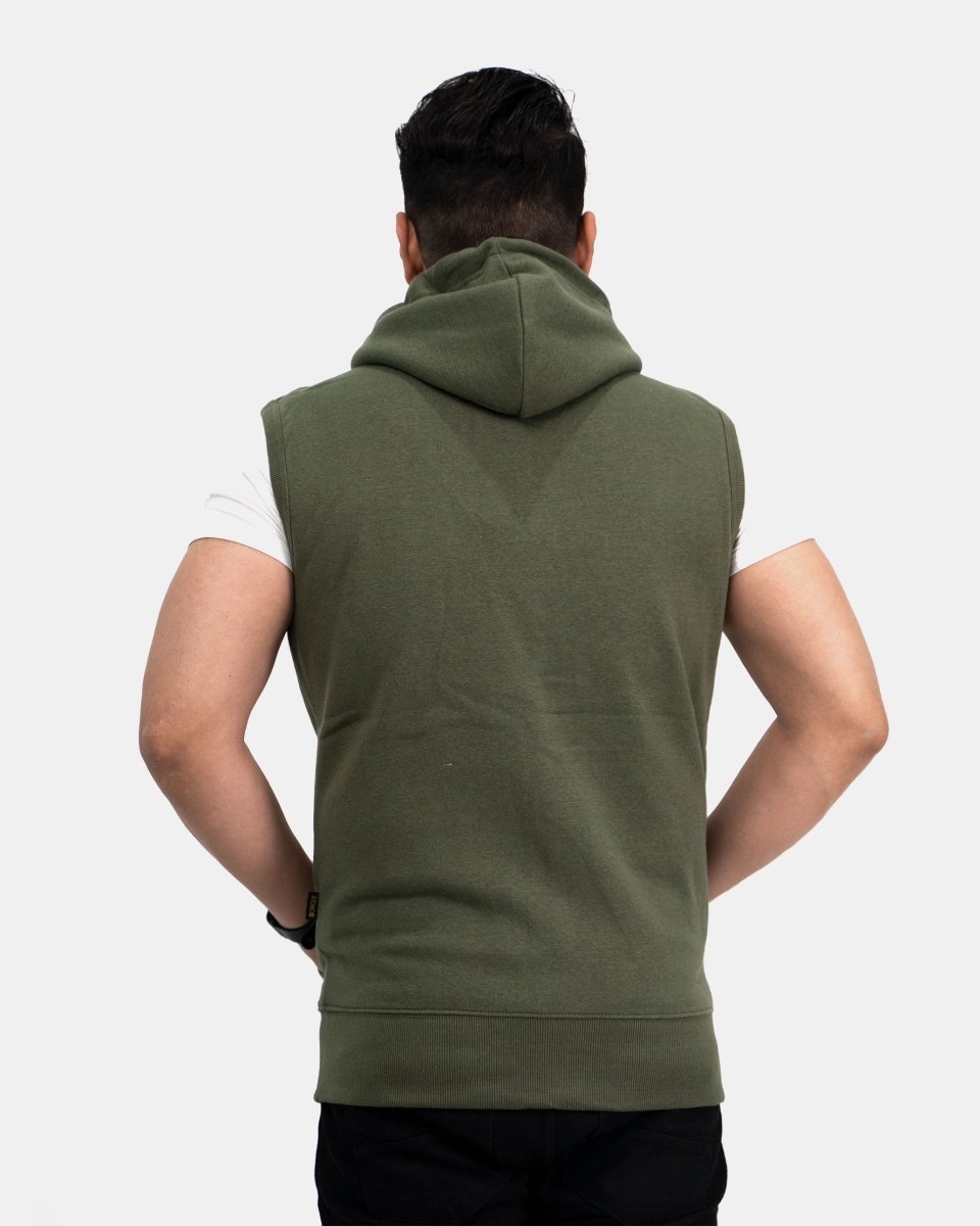 Khaki Casual Zip - Up Men's Hoodie