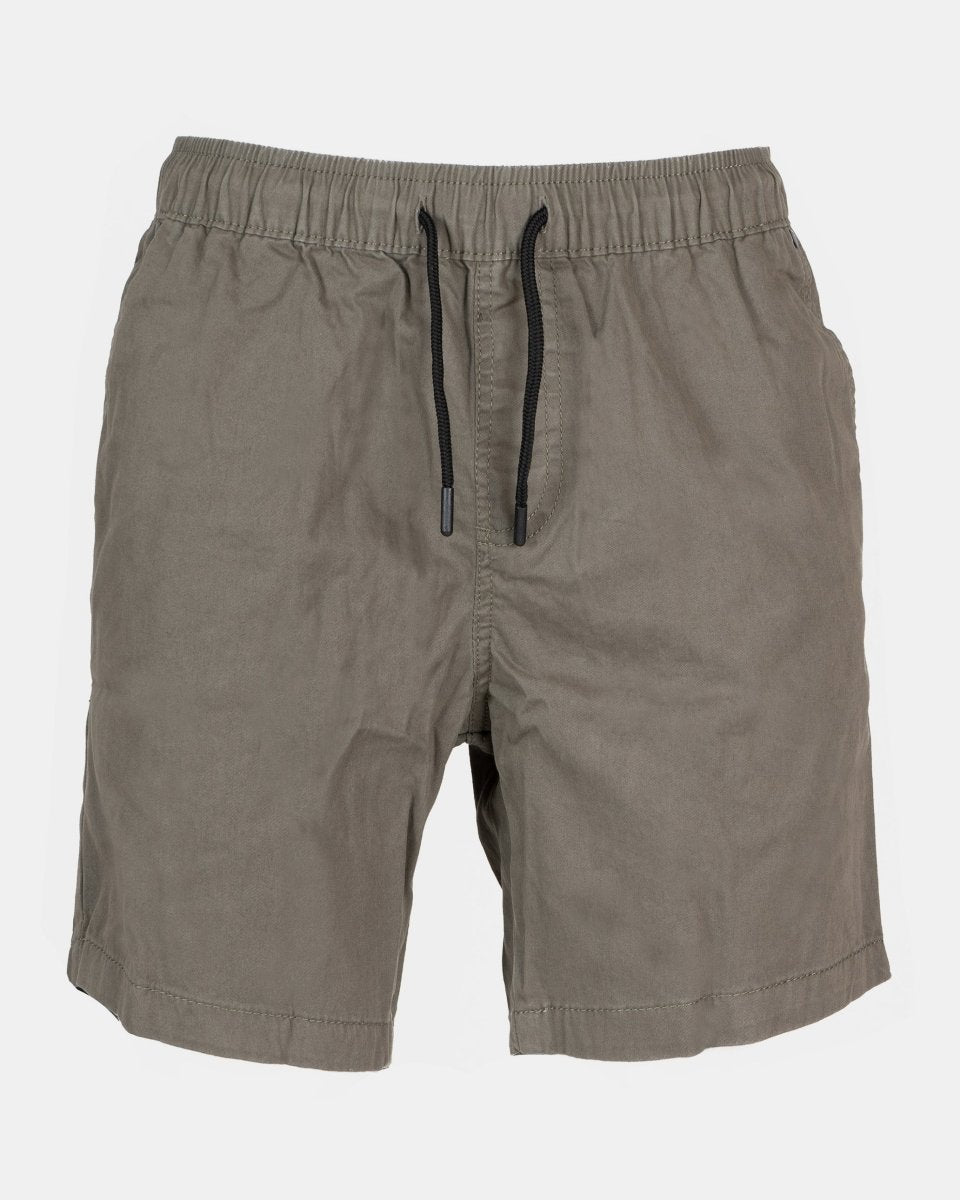 Khaki Elasticated Waist Cotton Casual Shorts