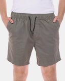 Khaki Elasticated Waist Cotton Casual Shorts
